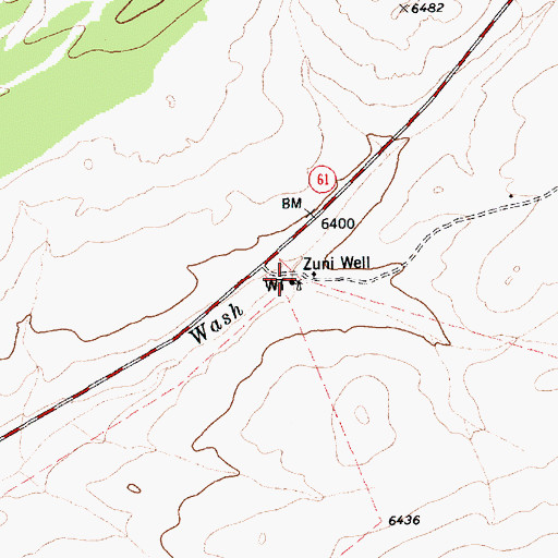 Topographic Map of Zuni Well, AZ