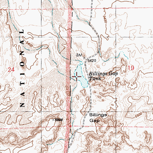 Topographic Map of Billings Gap Tank, AZ