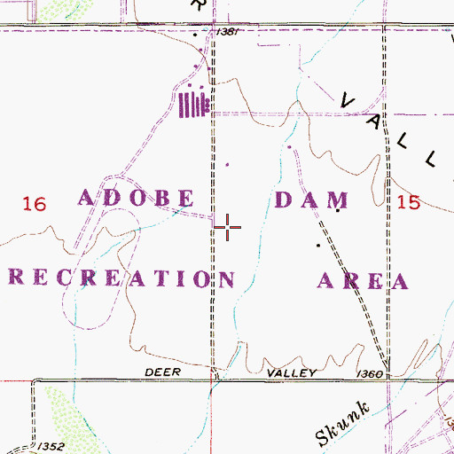 Topographic Map of Adobe Dam Regional Park, AZ