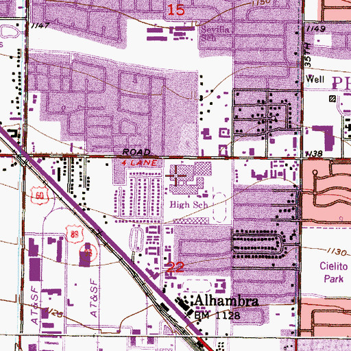 Topographic Map of Alhambra High School, AZ