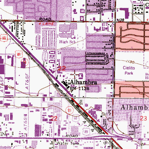 Topographic Map of Alhambra School, AZ