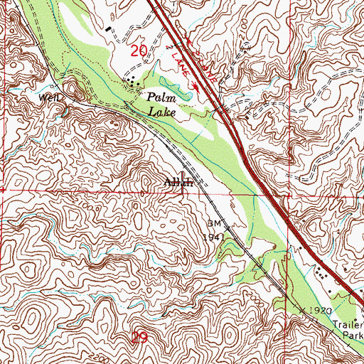 Topographic Map of Allah Railroad Station, AZ