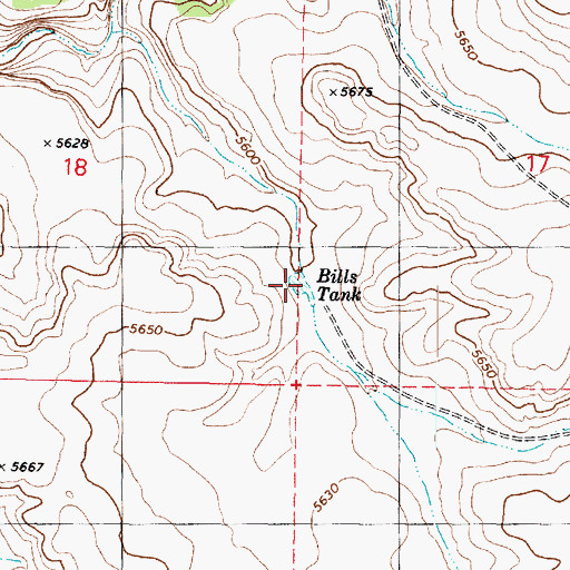 Topographic Map of Bills Tank, AZ