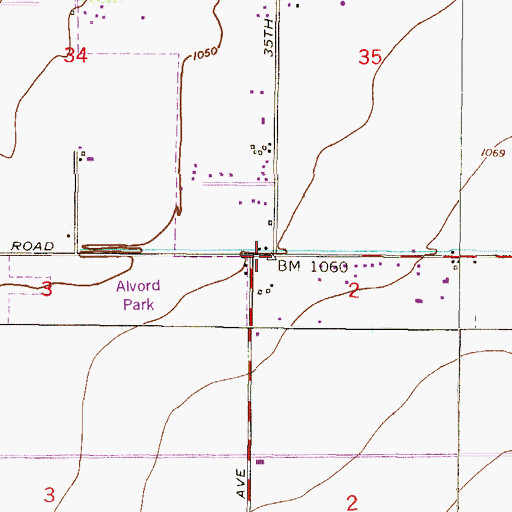 Topographic Map of Alvord Park, AZ