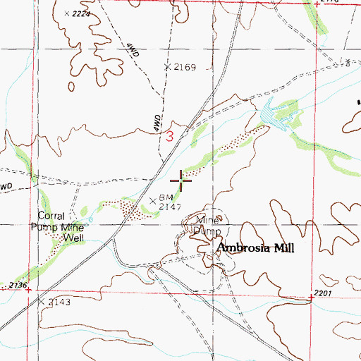Topographic Map of Ambrosia Landing Field (historical), AZ