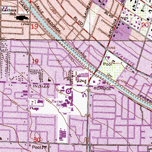 Topographic Map of Arcadia Plaza Shopping Center, AZ