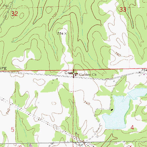 Topographic Map of Simms Cemetery, AL