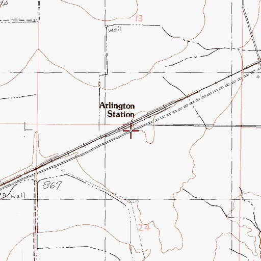 Topographic Map of Arlington Station, AZ