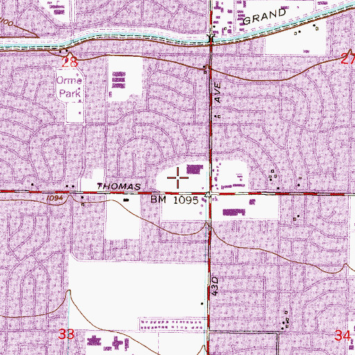 Topographic Map of Arrowhead Plaza Shopping Center, AZ
