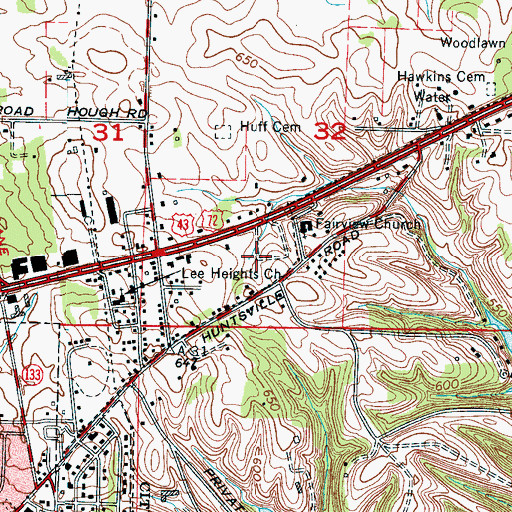 Topographic Map of Wilson Heights, AL