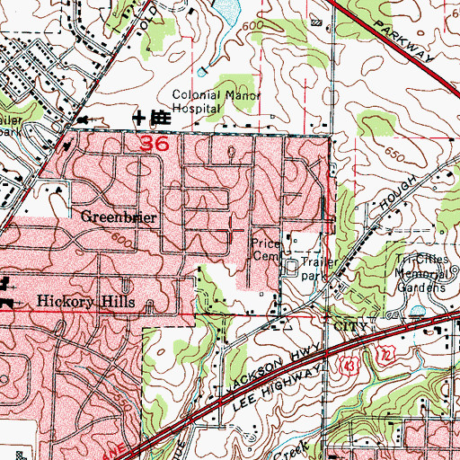 Topographic Map of Windcrest, AL