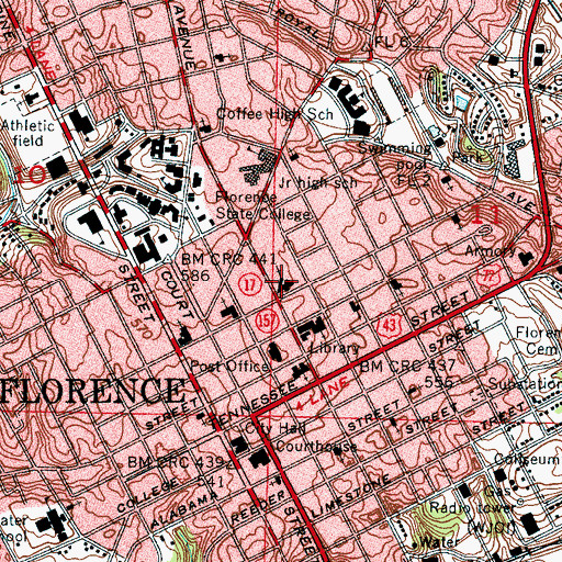 Topographic Map of Wood Avenue Church of Christ, AL