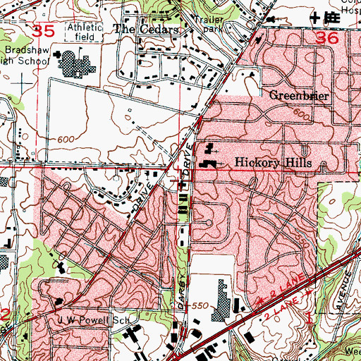 Topographic Map of Woodmont Baptist Church, AL
