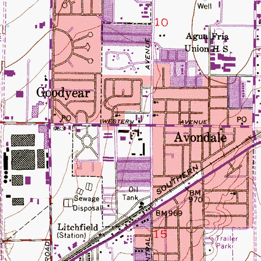 Topographic Map of Avondale Elementary School, AZ