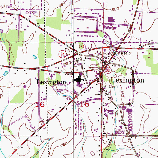 Topographic Map of Lexington School, AL