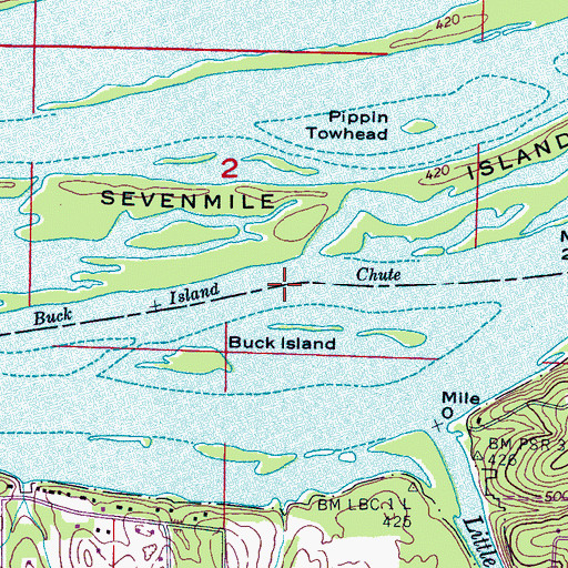 Topographic Map of Little Buck Shoals, AL