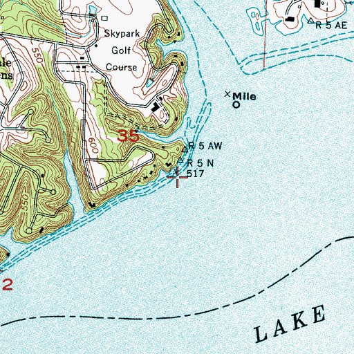 Topographic Map of Lock Number Seven (historical), AL