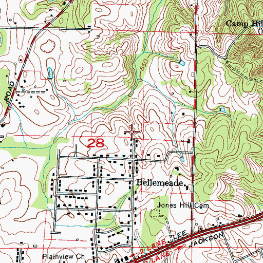 Topographic Map of Lockland, AL