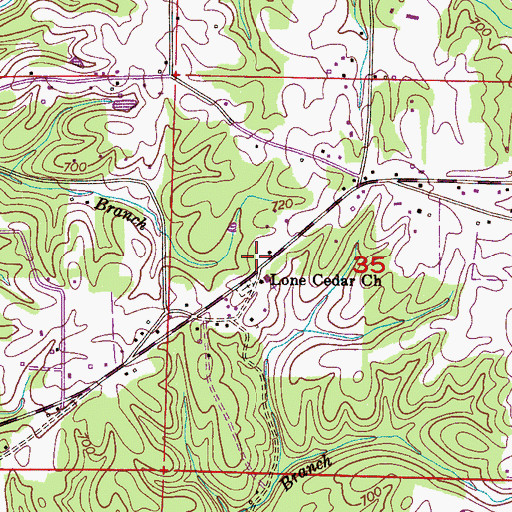 Topographic Map of Lone Cedar School (historical), AL