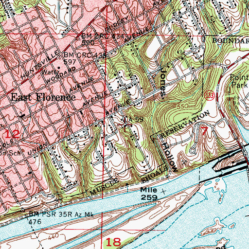 Topographic Map of Lonestar Baptist Church, AL
