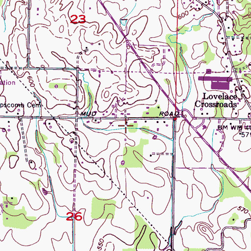 Topographic Map of Lovelace School (historical), AL