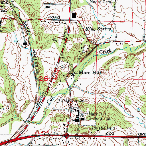 Topographic Map of Mars Hill Church of Christ, AL