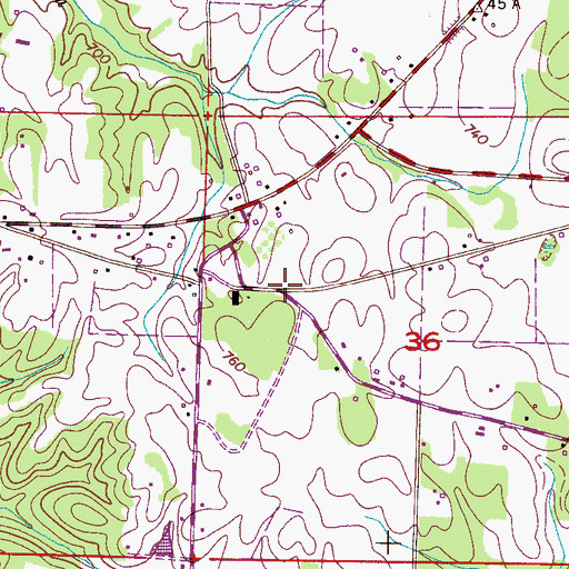 Topographic Map of McGee (historical), AL