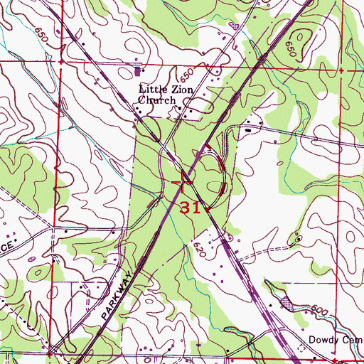 Topographic Map of Melvin (historical), AL