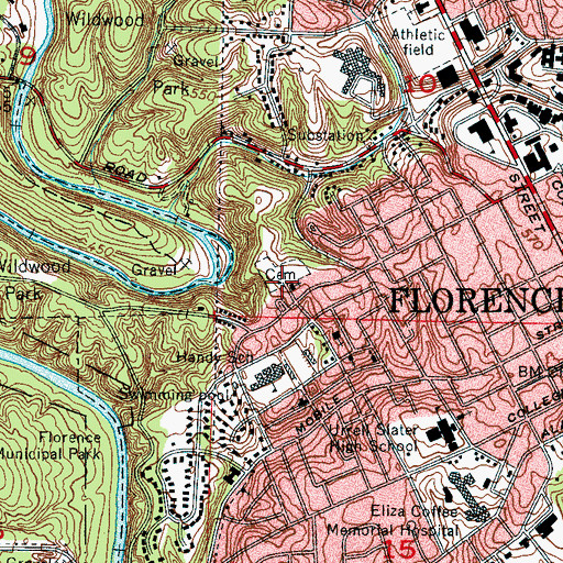 Topographic Map of Mount Calvary Cemetery, AL
