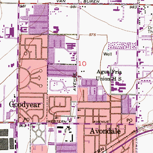 Topographic Map of Avondale Town Hall, AZ