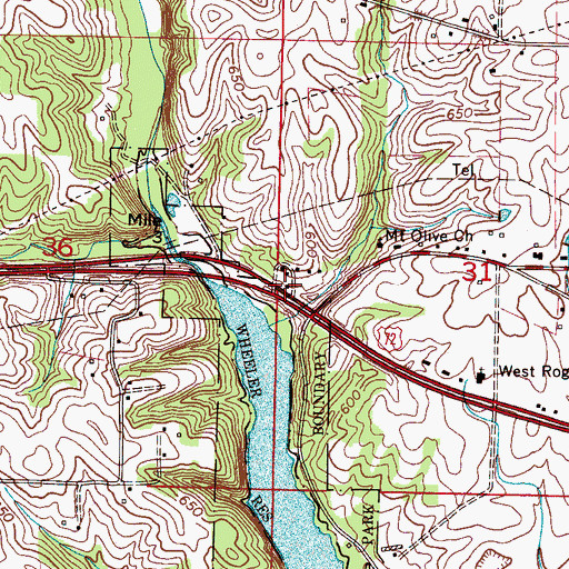 Topographic Map of Mount Olive, AL
