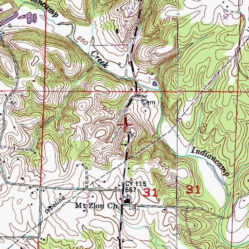 Topographic Map of Mount Zion School (historical), AL