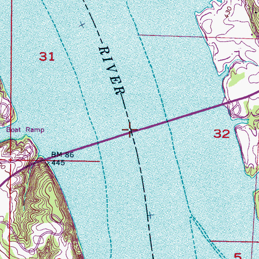 Topographic Map of Natchez Trace Parkway Bridge, AL