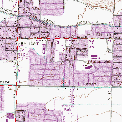 Topographic Map of Aya Park, AZ