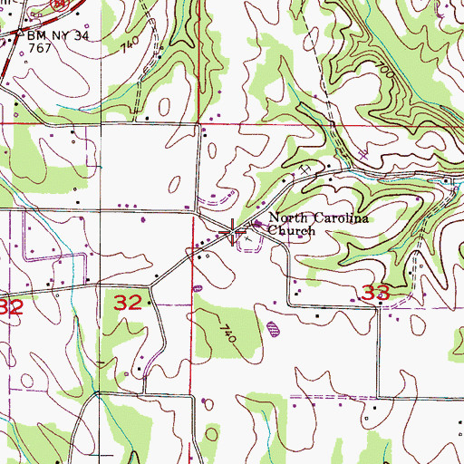 Topographic Map of North Carolina (historical), AL