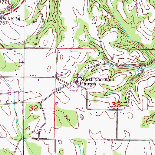 Topographic Map of North Carolina School (historical), AL