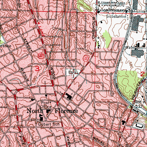 Topographic Map of North Florence Park, AL