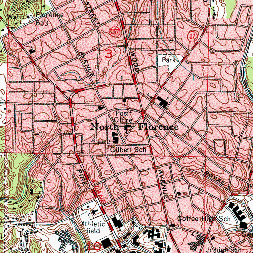 Topographic Map of North Wood Methodist Church, AL