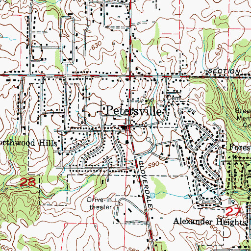 Topographic Map of Northwood Hills Church of Christ, AL