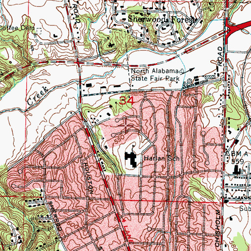 Topographic Map of Northwood Park, AL