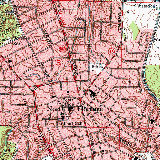 Topographic Map of Northwood Plaza Shopping Center, AL