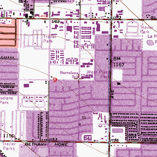 Topographic Map of Barcelona South School, AZ
