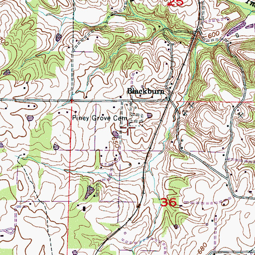 Topographic Map of Piney Grove School (historical), AL
