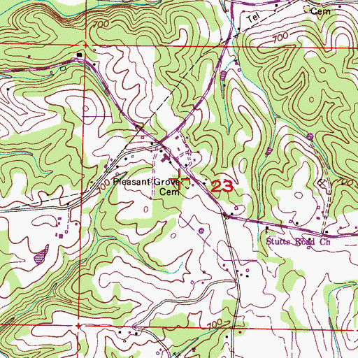 Topographic Map of Pleasant Grove Baptist Church (historical), AL