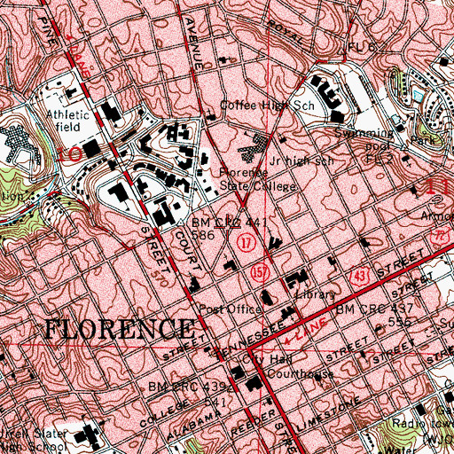 Topographic Map of Popes Tavern Museum, AL