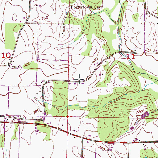 Topographic Map of Portertown School (historical), AL