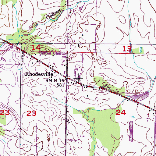 Topographic Map of Rhodesville School, AL