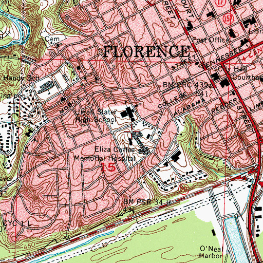 Topographic Map of River Bend Center For Mental Health, AL