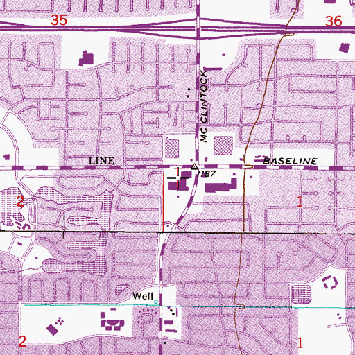 Topographic Map of Baseline Village Shopping Center, AZ