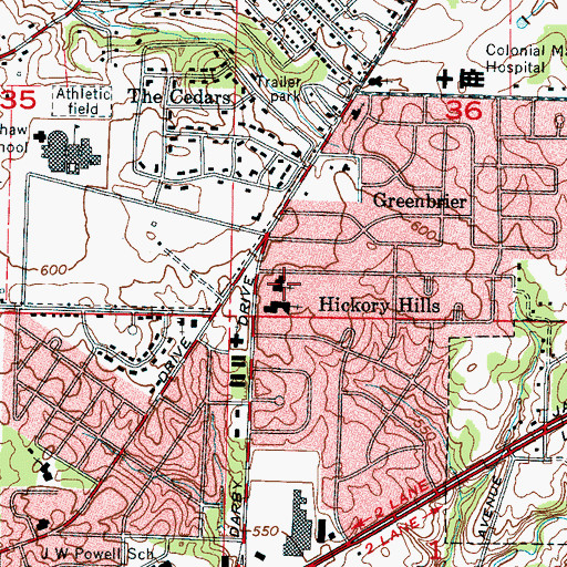 Topographic Map of Saint Bartholomews Episcopal Church, AL